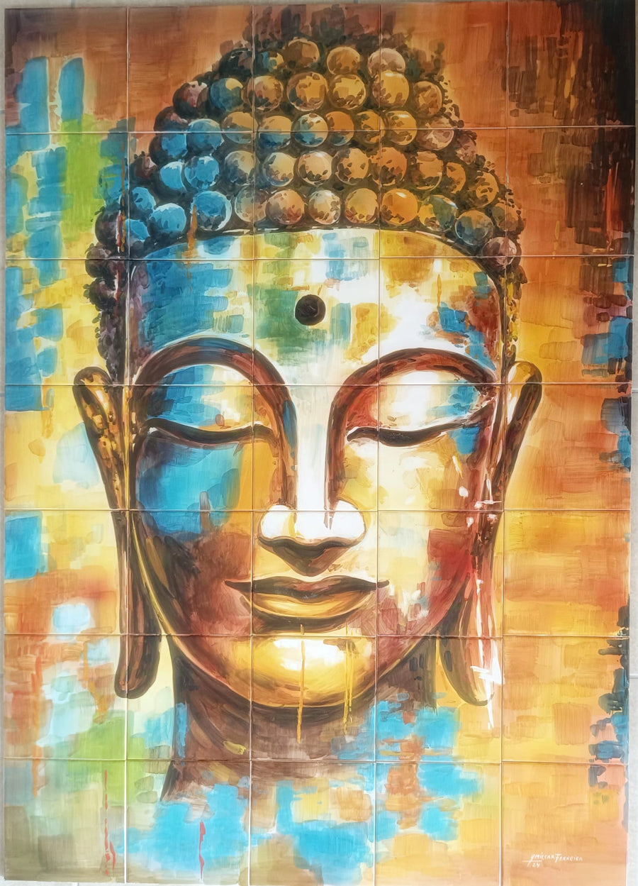 Buddha tile mural