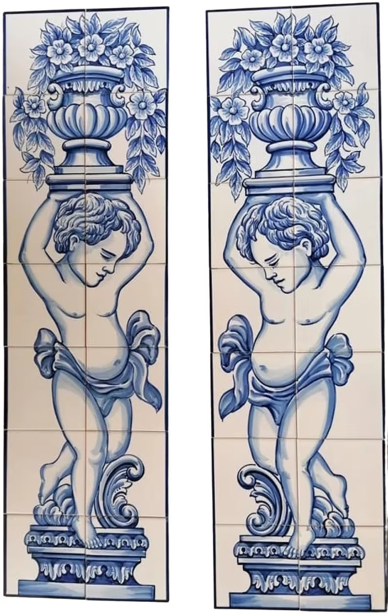 Cherub Tile Murals - Hand Painted Portuguese Tiles | Ref. PT217