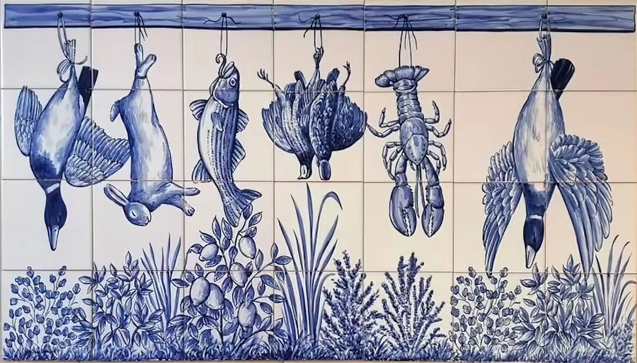 Hanging Foods Kitchen Tile Mural - Hand Painted Portuguese Tiles | Ref. PT350
