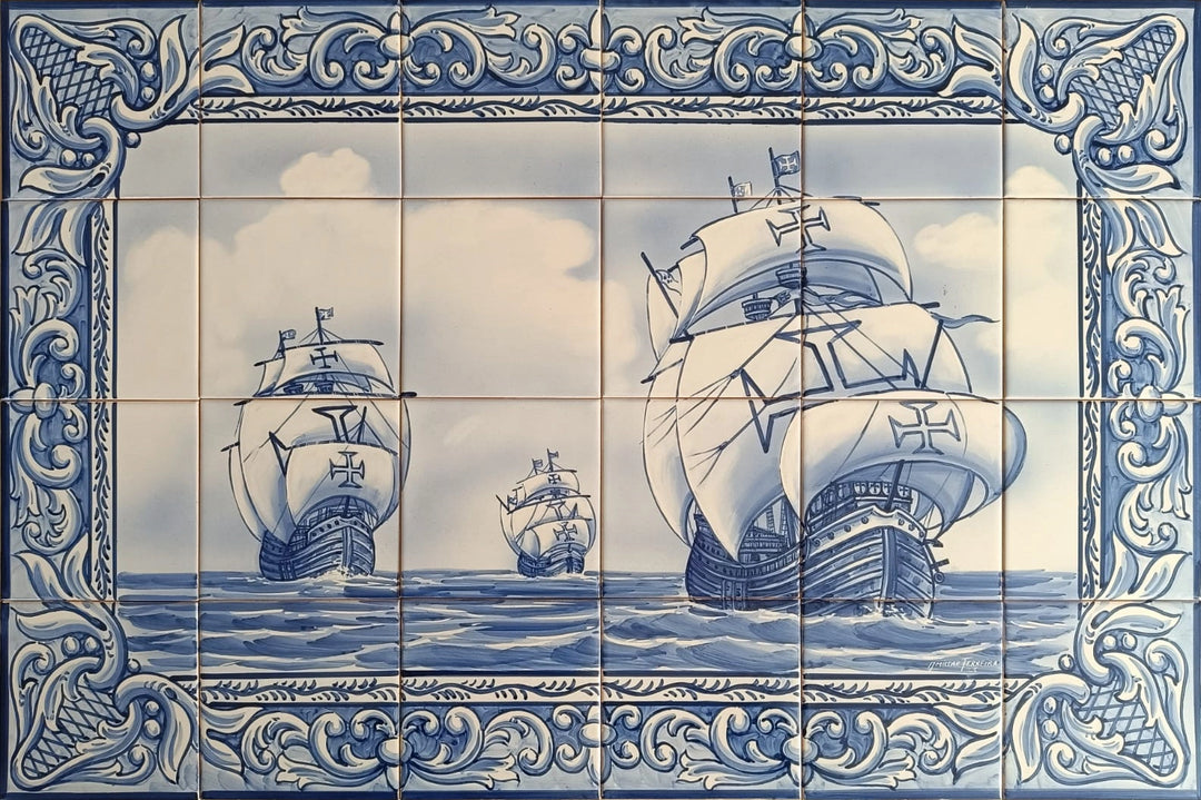 Ship tile mural