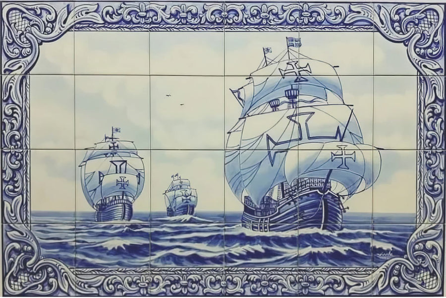 Ships Tile Mural - Hand Painted Portuguese Tiles | Ref. PT304