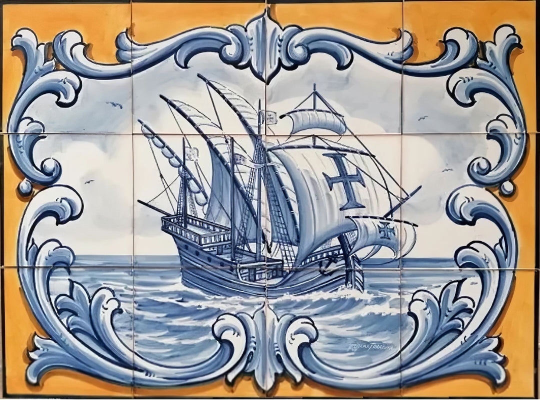 Ship Tile Mural - Hand Painted Portuguese Tiles | Ref. PT262