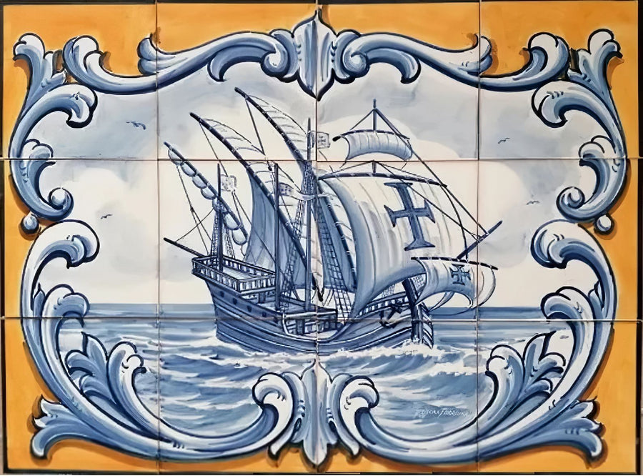 Ship Tile Mural - Hand Painted Portuguese Tiles | Ref. PT262