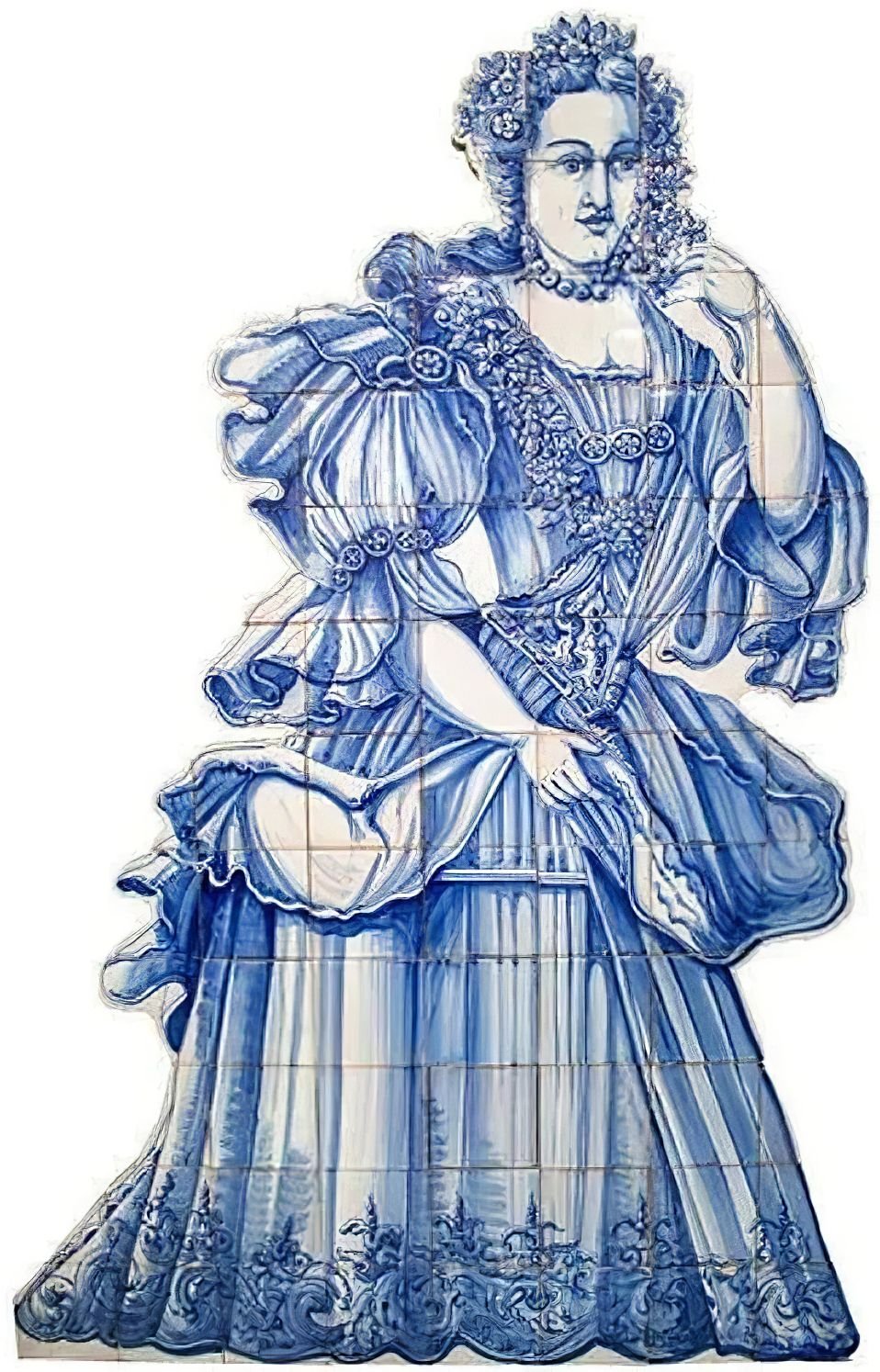 Court Lady Tile Mural - Hand Painted Portuguese Tiles | Ref. PT334