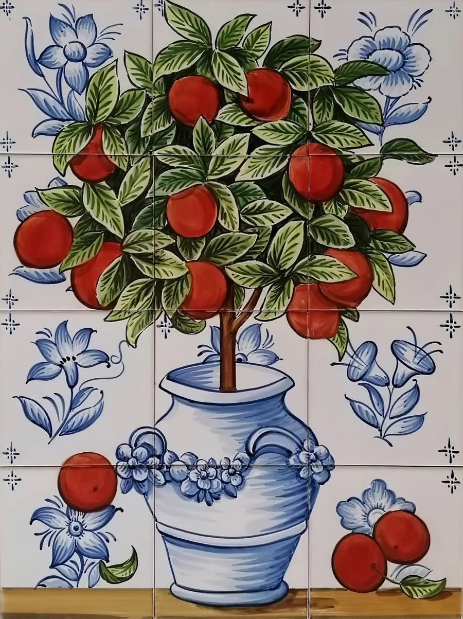 Fruit Tree Tile Mural - Hand Painted Portuguese Tiles | Ref. PT290