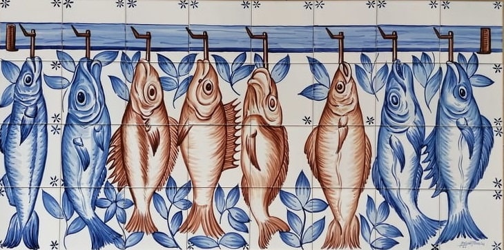 Fish Kitchen Tile Mural - Hand Painted Portuguese Tiles | Ref. PT272