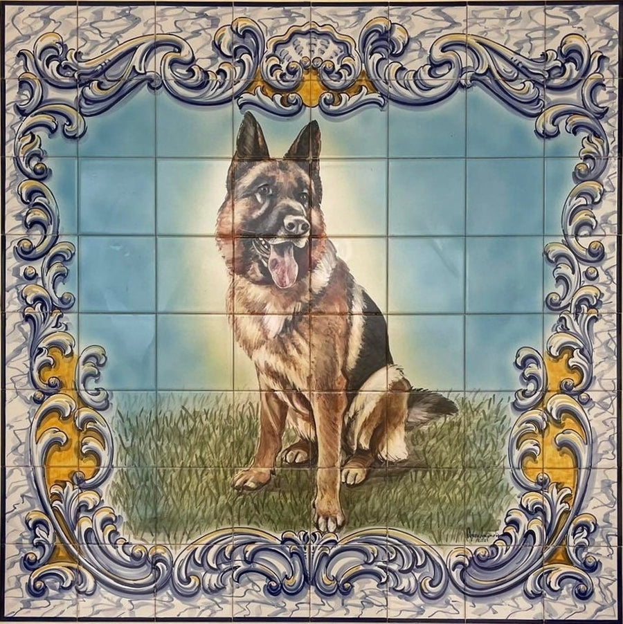 Dog Tile Mural - Hand Painted Portuguese Tiles | Ref. PT318