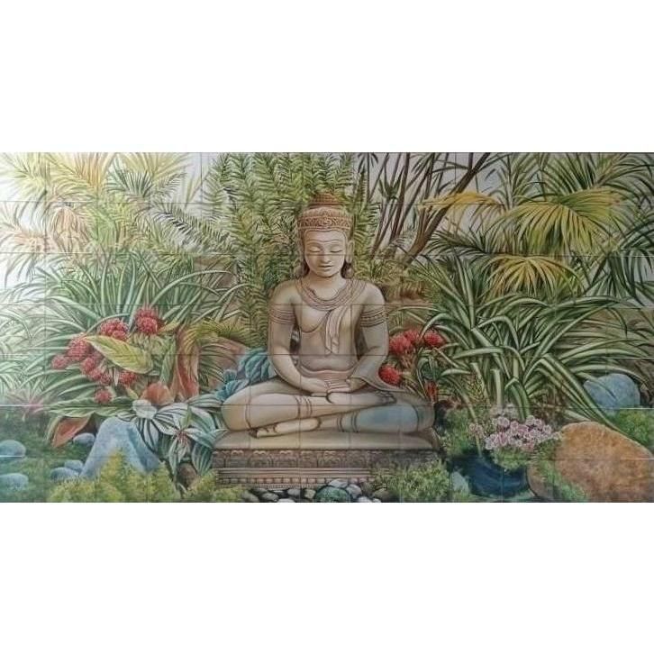 Buddha Tile Mural - Hand Painted Portuguese Tiles | Ref. PT420