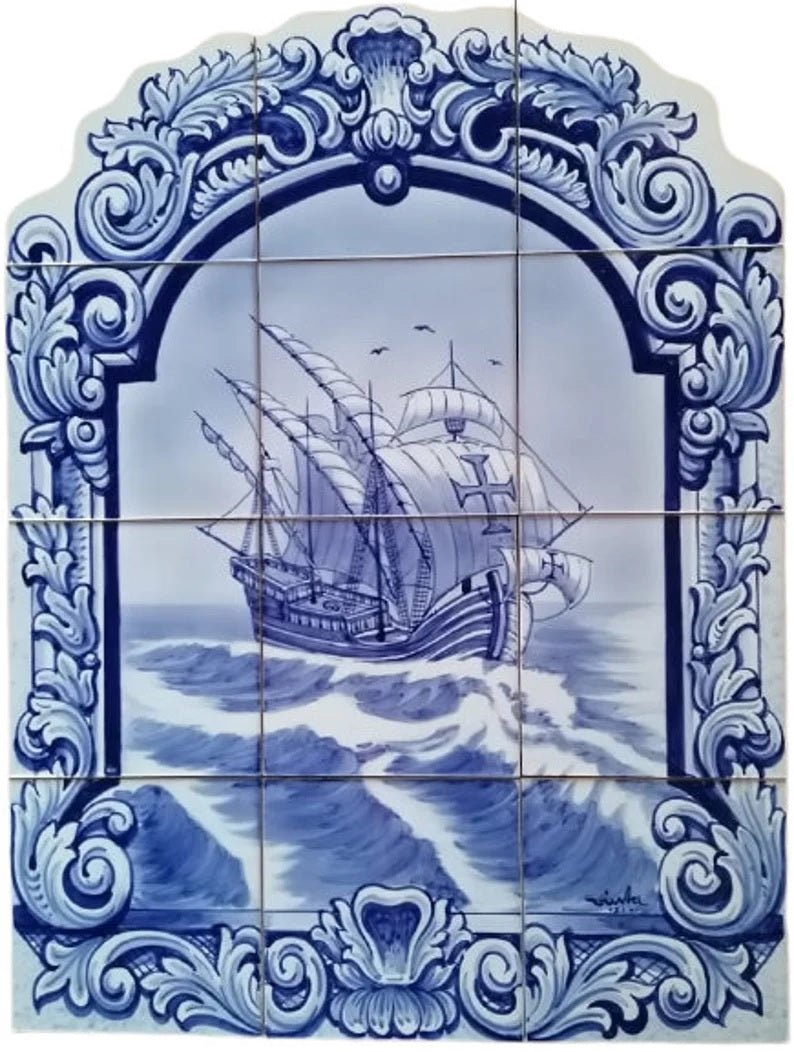 Ship Tile Mural - Hand Painted Portuguese Tiles | Ref. PT300
