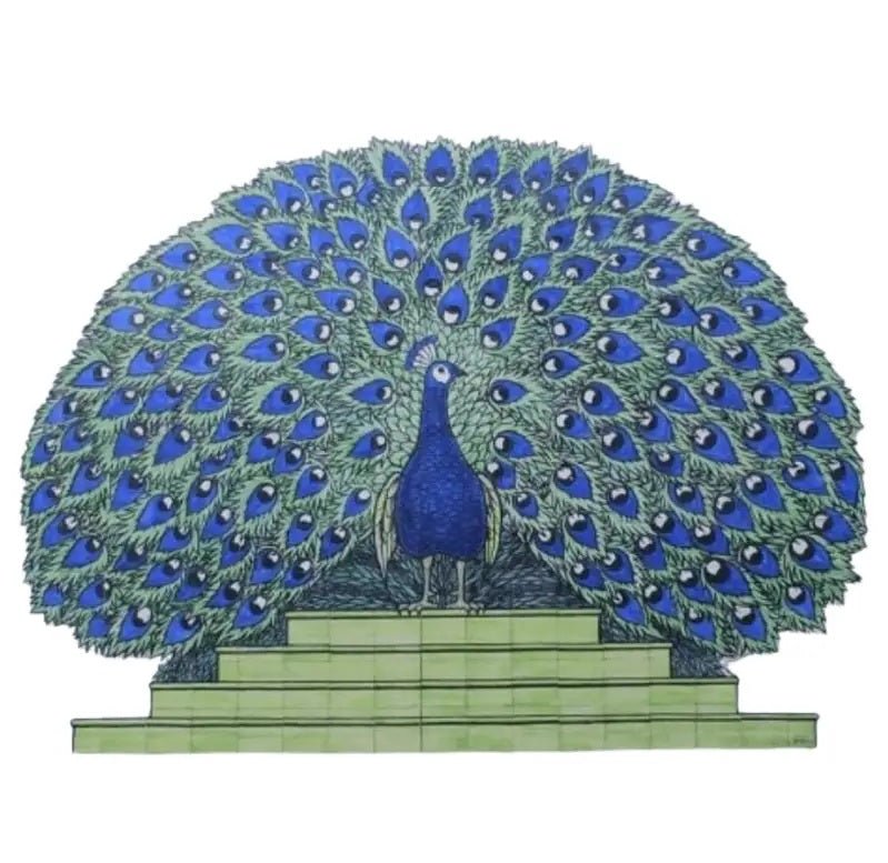 Peacock Tile Mural - Hand Painted Portuguese Tiles | Ref. PT245