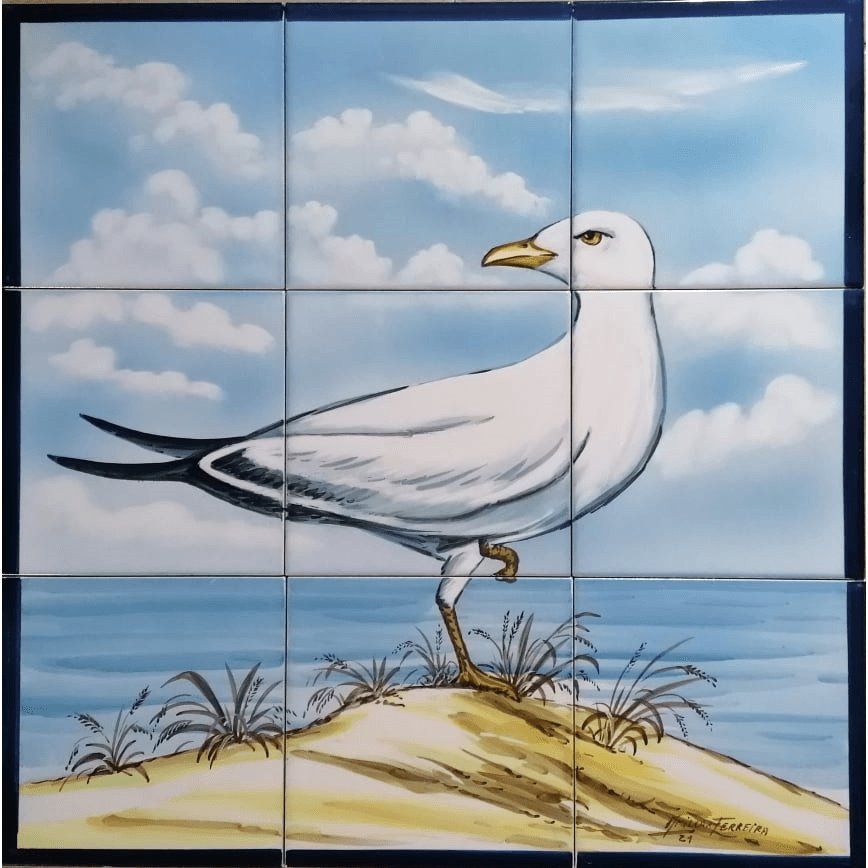 Seagull Tile Mural - Hand Painted Portuguese Tiles | Ref. PT237