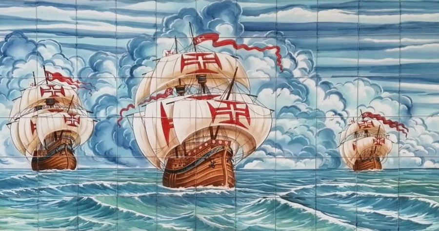 Ships Tile Mural - Hand Painted Portuguese Tiles | Ref. PT232