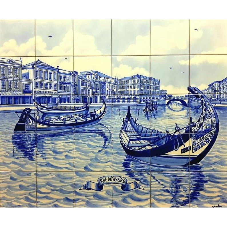 Portuguese Boats Tile Mural - Hand Painted Portuguese Tiles | Ref. PT238