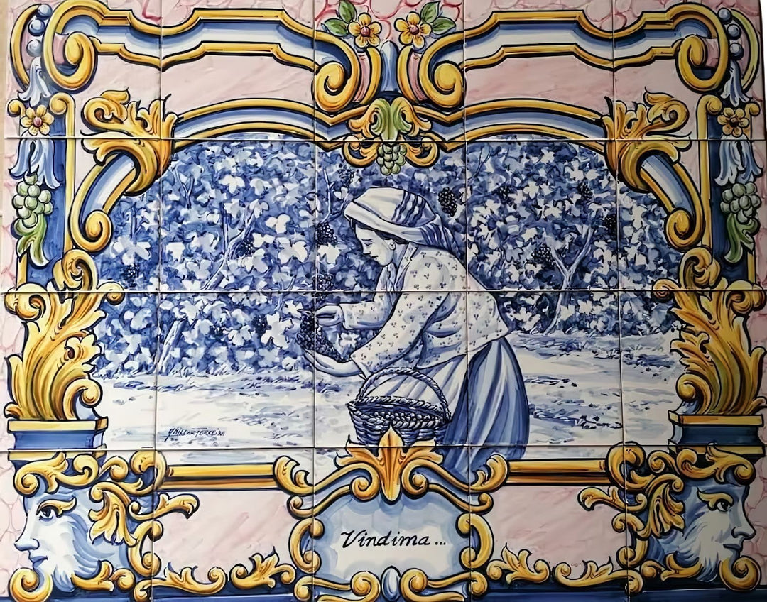Grape Harvest Tile Mural - Hand Painted Portuguese Tiles | Ref. PT233