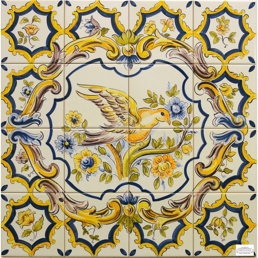 Bird Tile Mural - Hand Painted Portuguese Tiles | Ref. PT305
