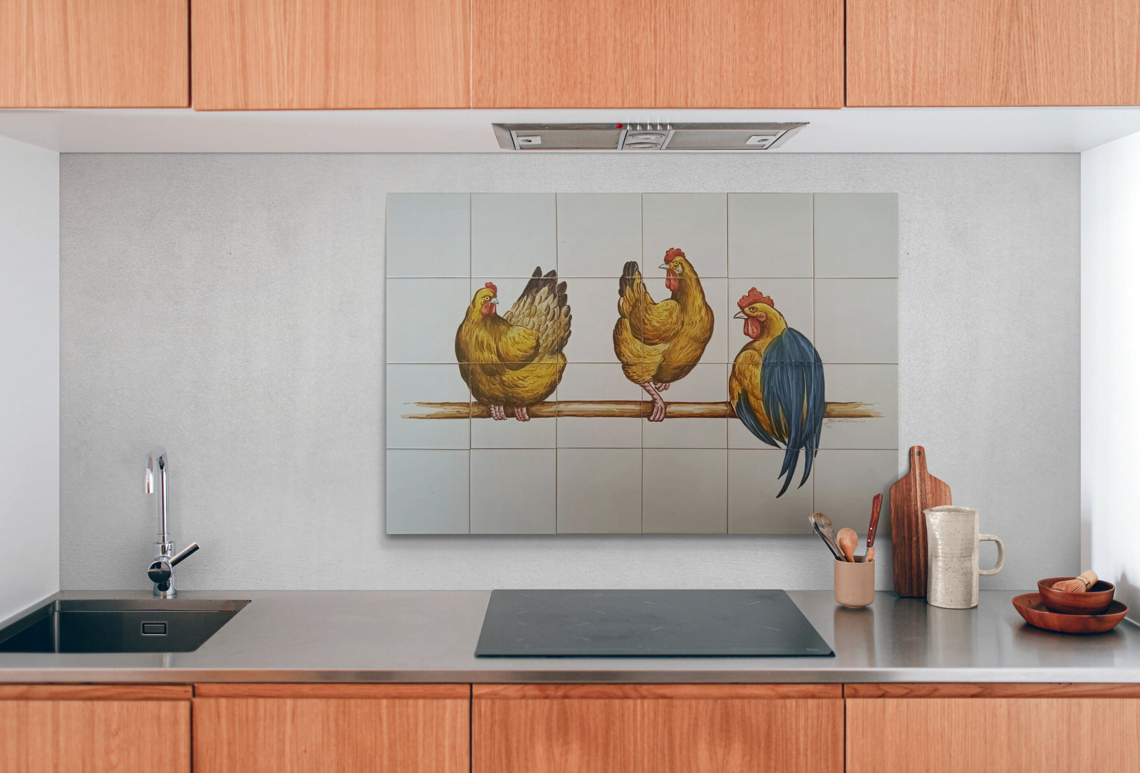 3 Chicken Kitchen tile Mural