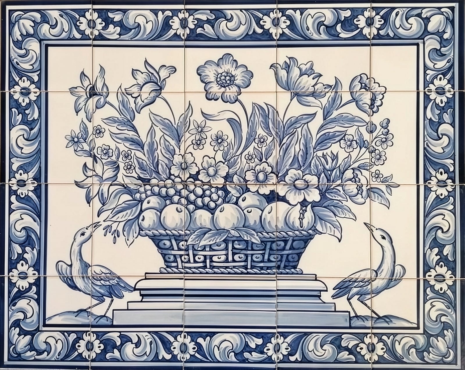 Hand Painted Portuguese Tiles - Fruit and Flower Basket | Ref. PT320