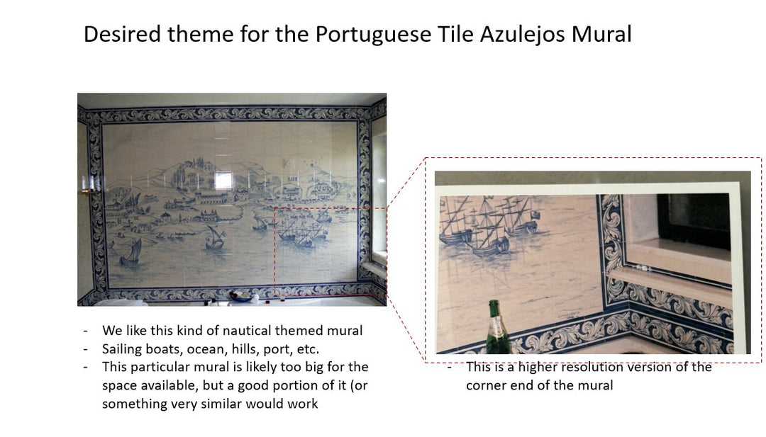 Custom Mural with Nautical Theme in Blue and White