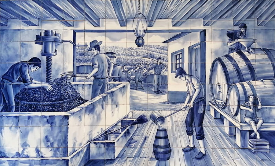 Old Wine Press Tile Mural - Hand Painted Portuguese Tiles | Ref. PT465