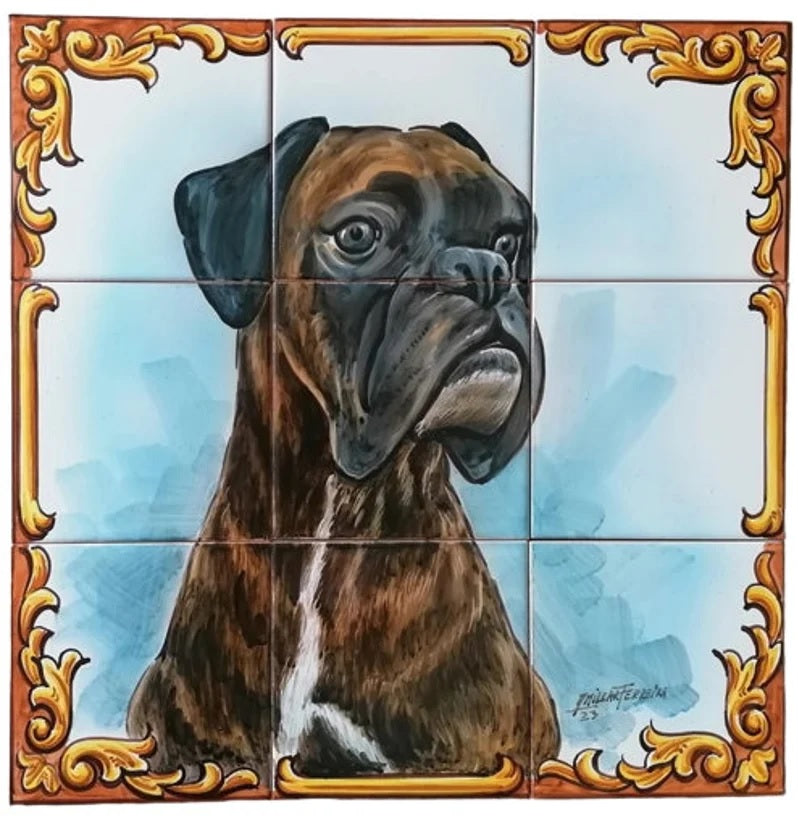 "Pet Portrait" Tile Mural - Hand Painted Portuguese Tiles | Ref. PT345