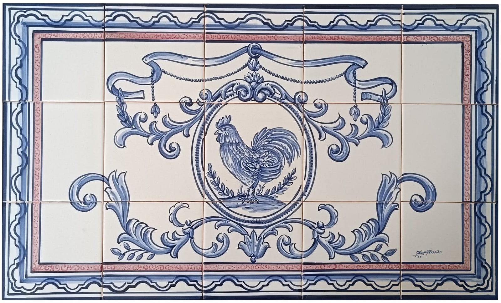 Rooster Tile Mural PT347
