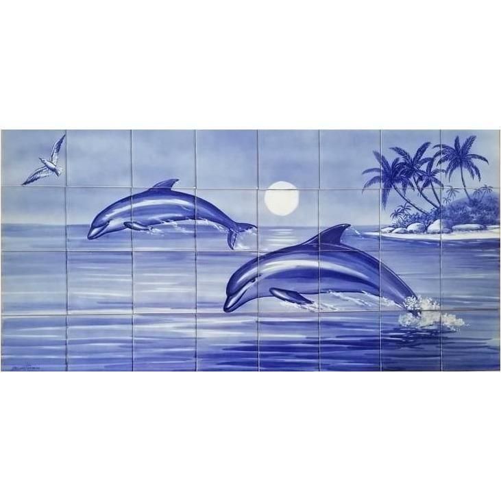 Bathroom tile mural Dolphins