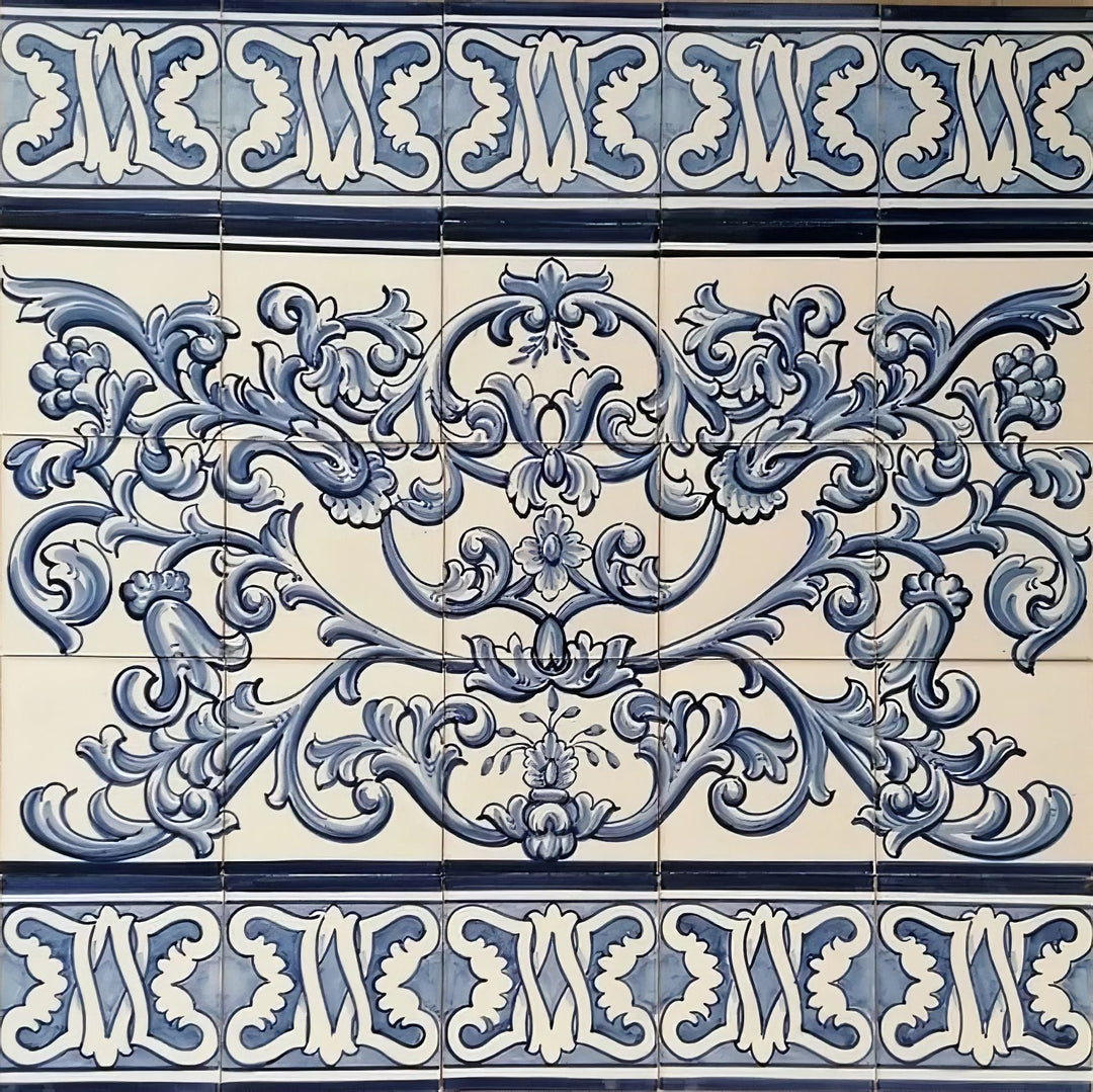 Blue Floral Tile Design PT246
