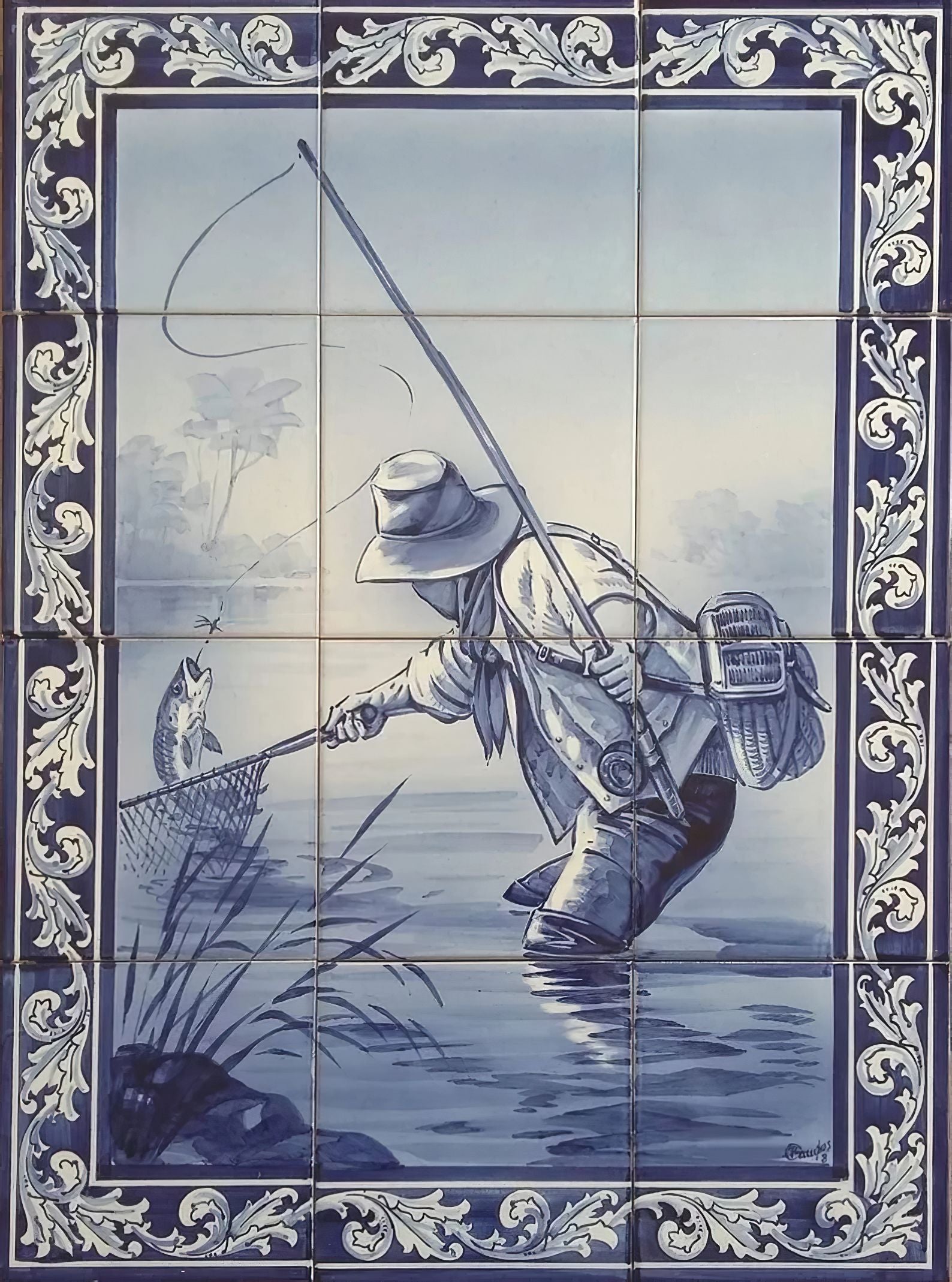 Fisherman Tile Mural PT243