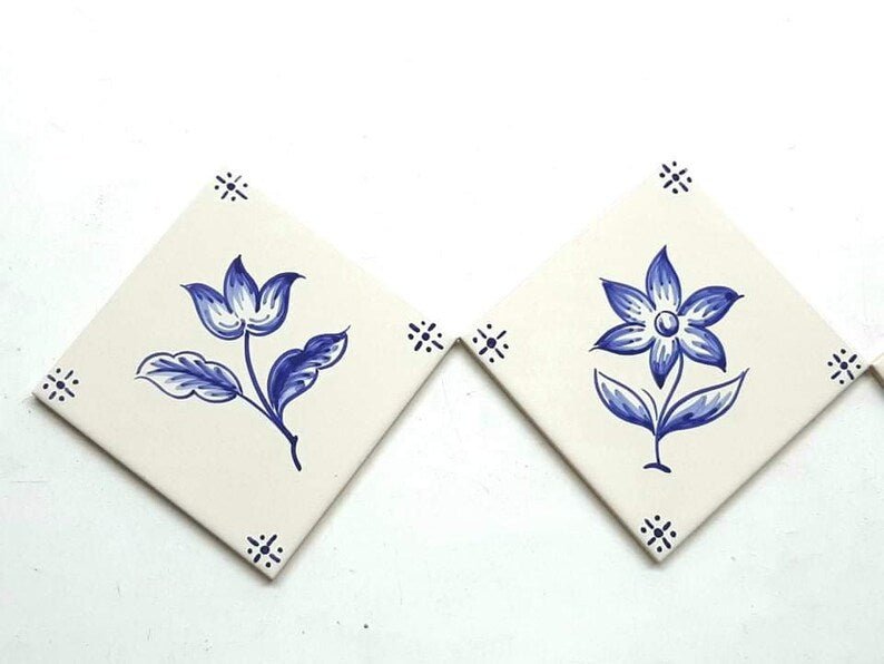 Hand Painted Portuguese Tiles with Flowers PT223