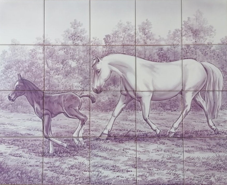 Mare and Foal Tile Mural PT339