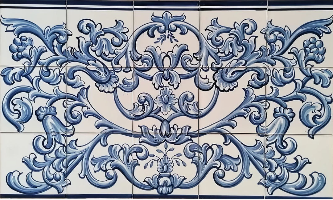 Blue Floral Tile Design | Ref. PT221 (Free Shipping Worldwide)
