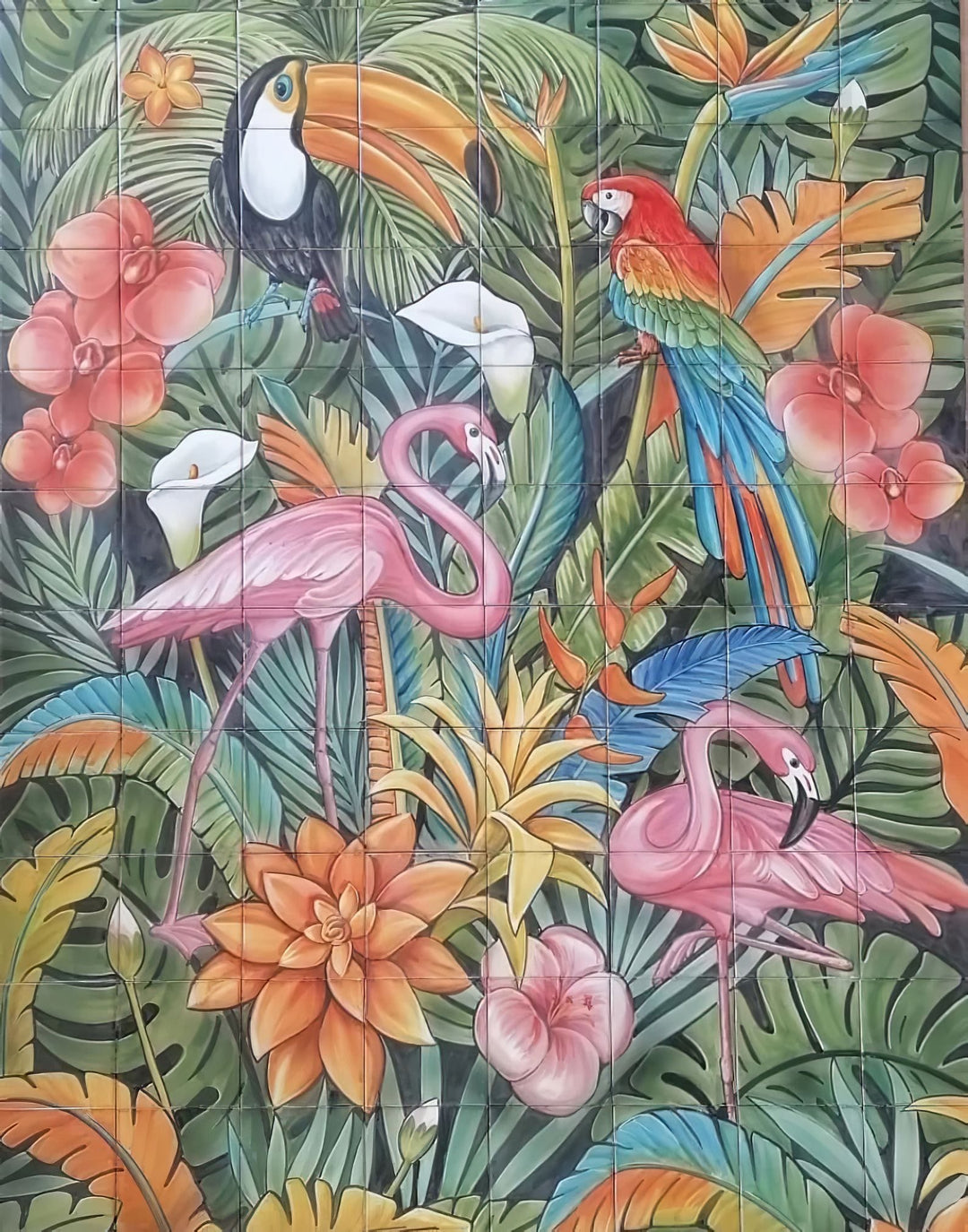 "Birds" Hand Painted Tile Mural | Ref. PT354