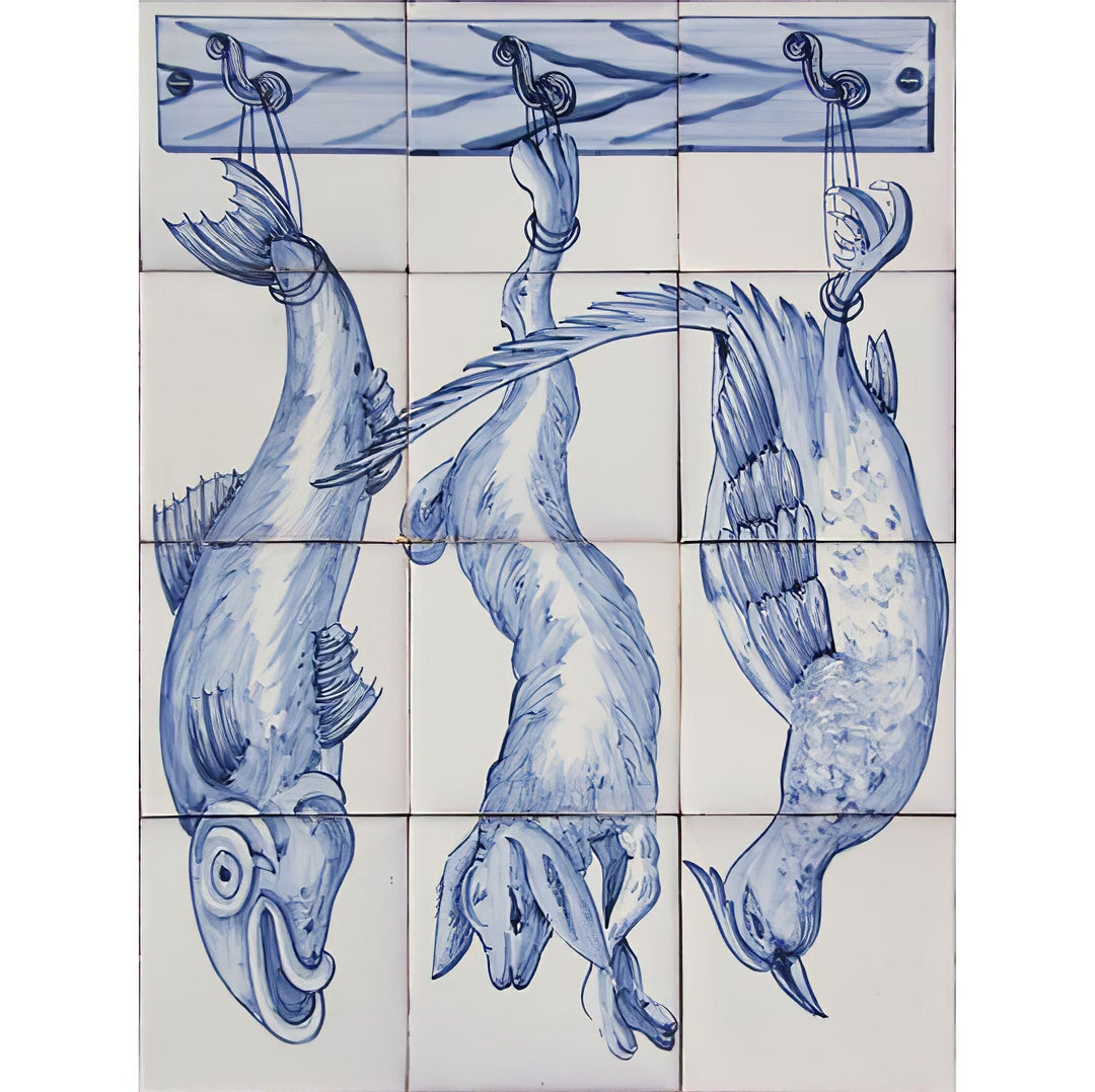 "Hanging Meat" Tile Mural - Hand Painted Portuguese Tiles | Ref. PT269