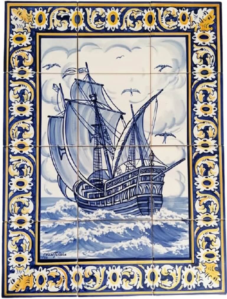 Tile Mural "Ship" - Hand Painted & Signed by Artist | Ref. PT283